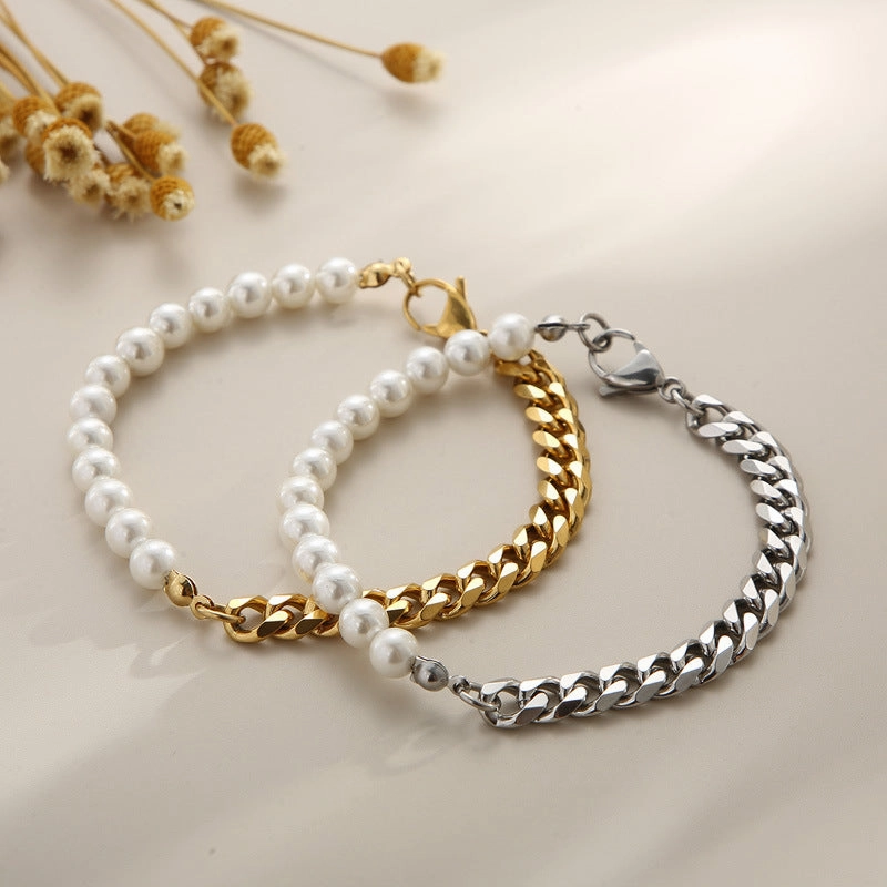 Wholesale Stitched Pearl Clavicle Gold Plated Necklaces