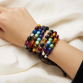 Wholesale Stone Bead Magnetic Closure Woven Bracelet