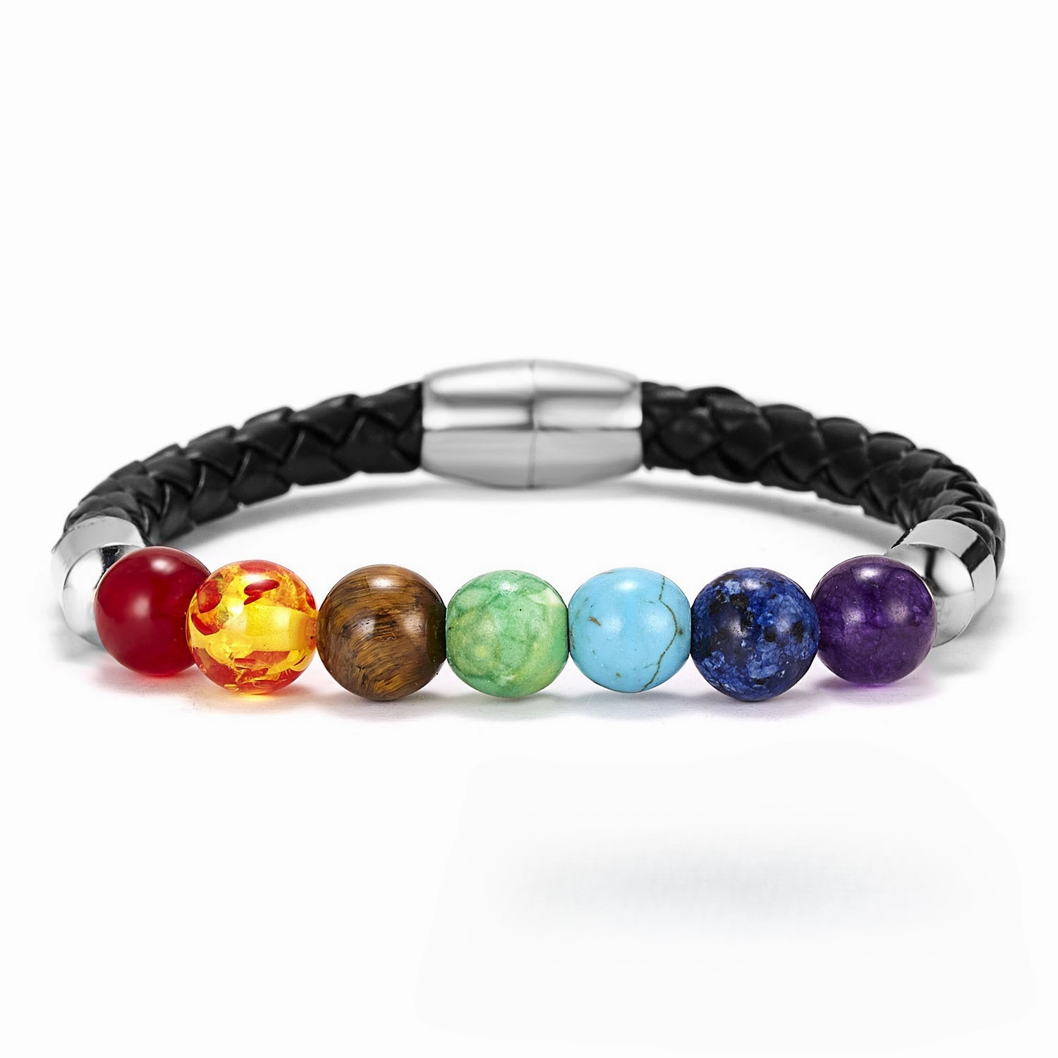 Wholesale Stone Bead Magnetic Closure Woven Bracelet