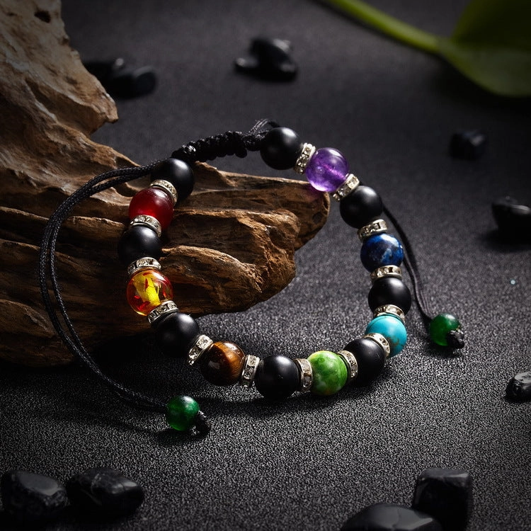 Wholesale Stone Bead Magnetic Closure Woven Bracelet