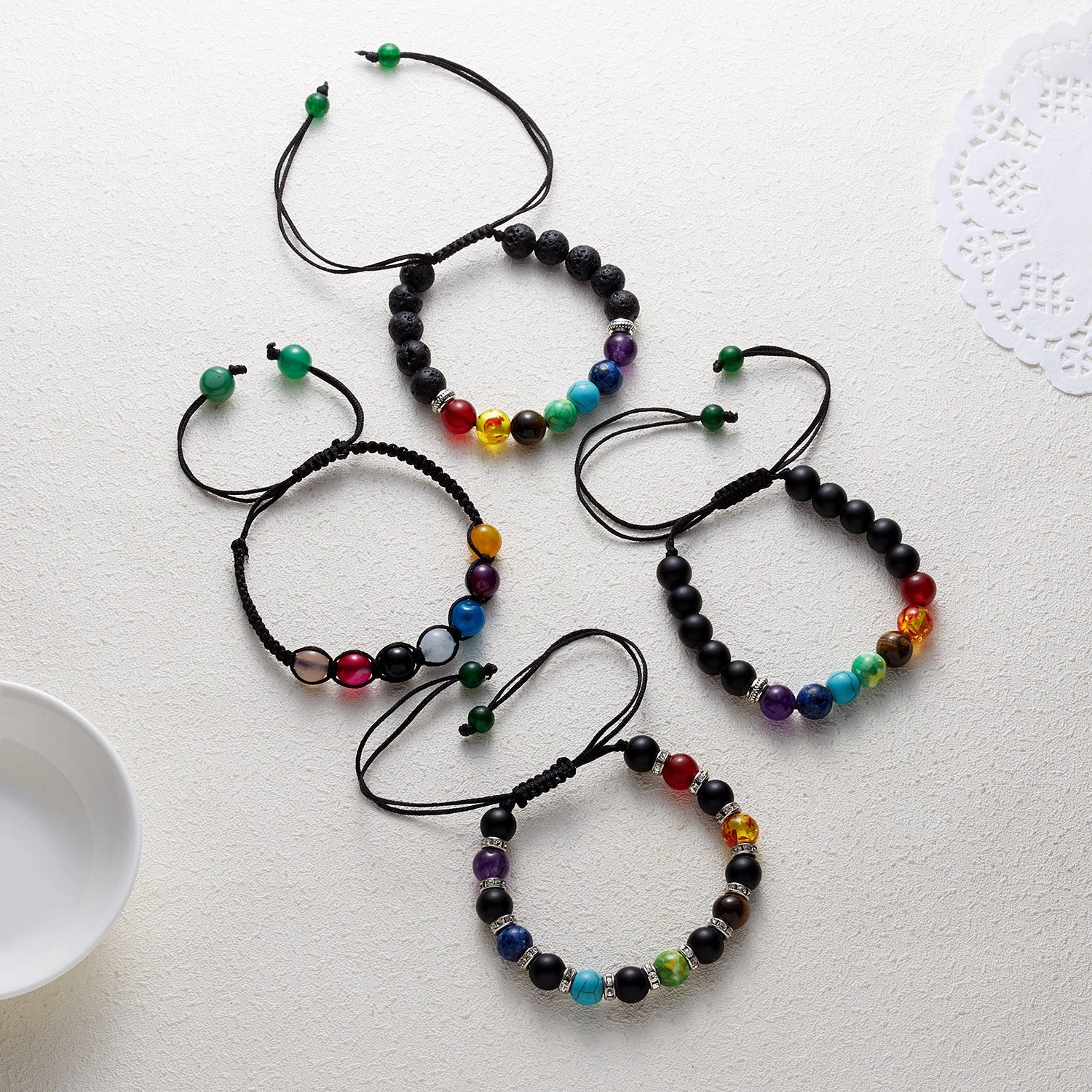 Wholesale Stone Bead Magnetic Closure Woven Bracelet