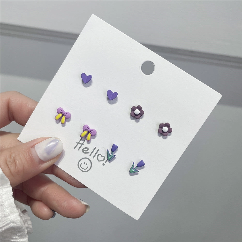 Wholesale Strawberry Heart Ear Studs Set Ceramic Earrings