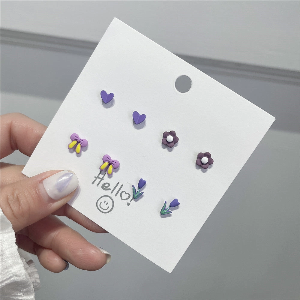 Wholesale Strawberry Heart Ear Studs Set Ceramic Earrings