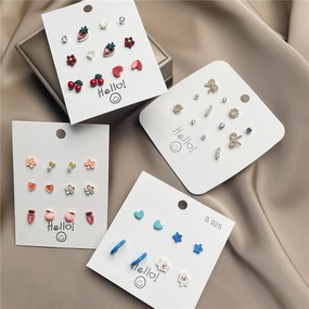 Wholesale Strawberry Heart Ear Studs Set Ceramic Earrings