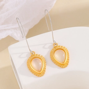 Wholesale Strawberry Moonlight Stone Alloy Earrings