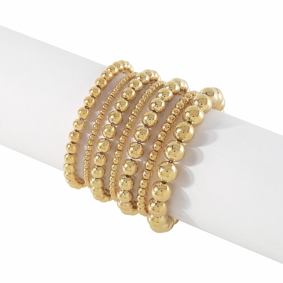 Wholesale Stretch Handmade Beaded CCB Large Small Gold Beads Stack Wearing Bracelet