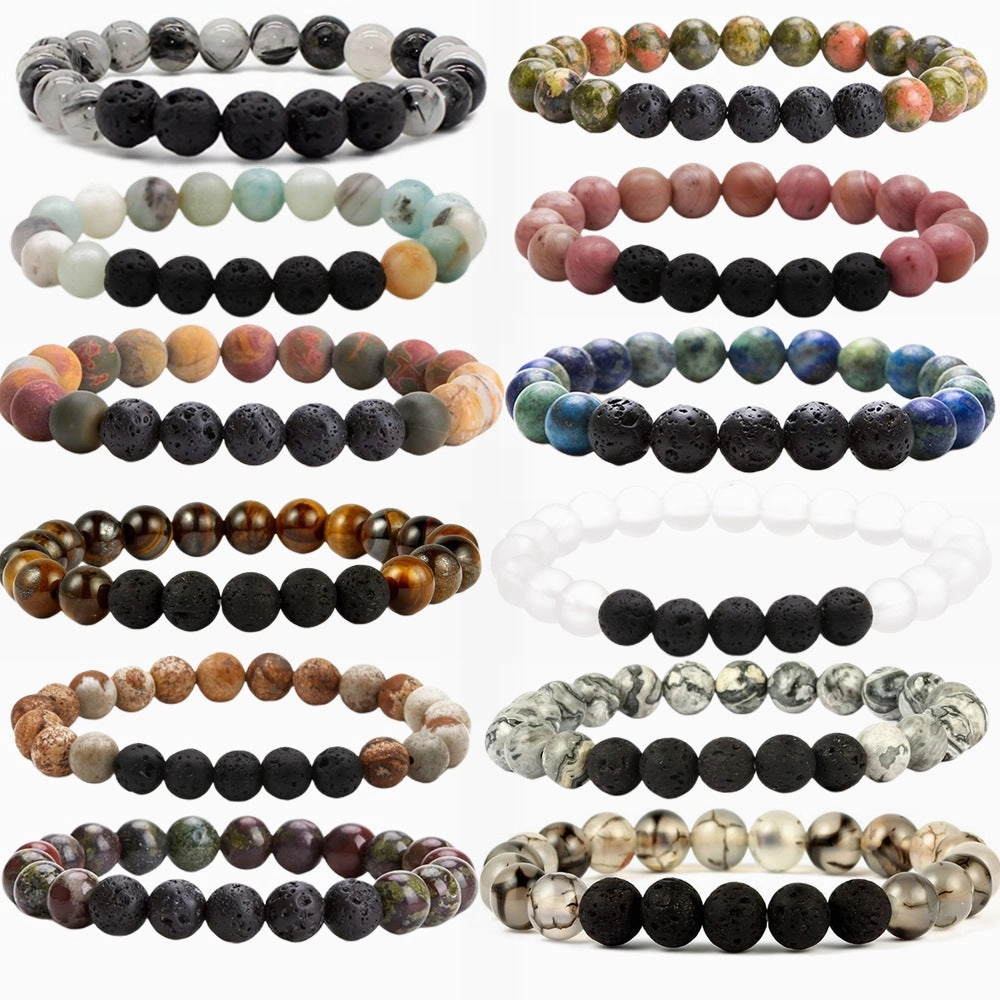 Wholesale Stretch Volcanic Stone Natural Stone Beaded Bracelet
