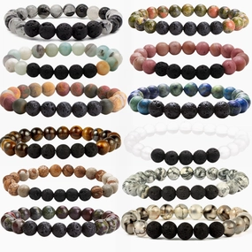 Wholesale Stretch Volcanic Stone Natural Stone Beaded Bracelet