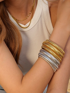 Wholesale Stretch Wide Titanium Steel Bracelet