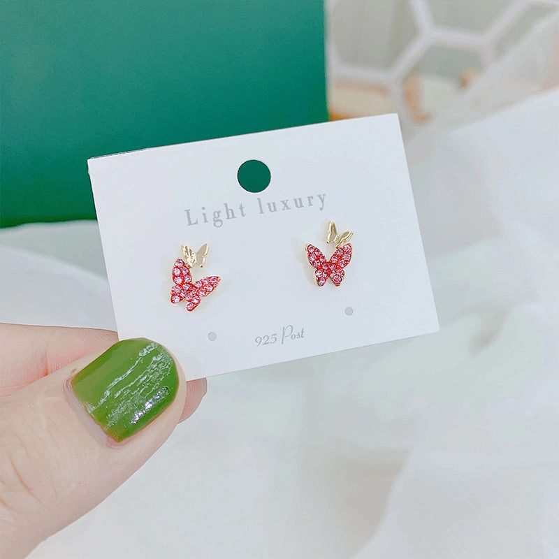 Wholesale Stud Earrings Brass Butterfly OLY-ES-LY009