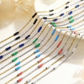 Wholesale Style Simple Splicing Titanium Steel Gold-plated Necklace