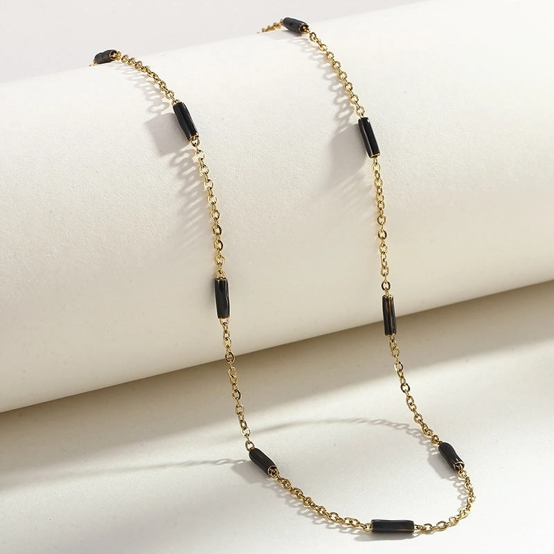 Wholesale Style Simple Splicing Titanium Steel Gold-plated Necklace