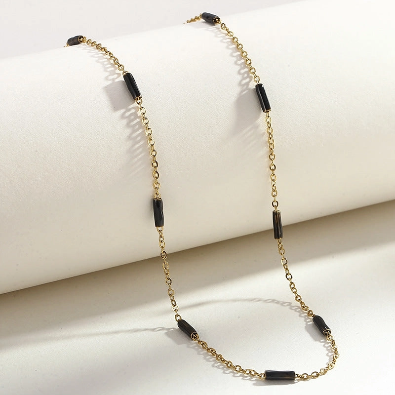 Wholesale Style Simple Splicing Titanium Steel Gold-plated Necklace