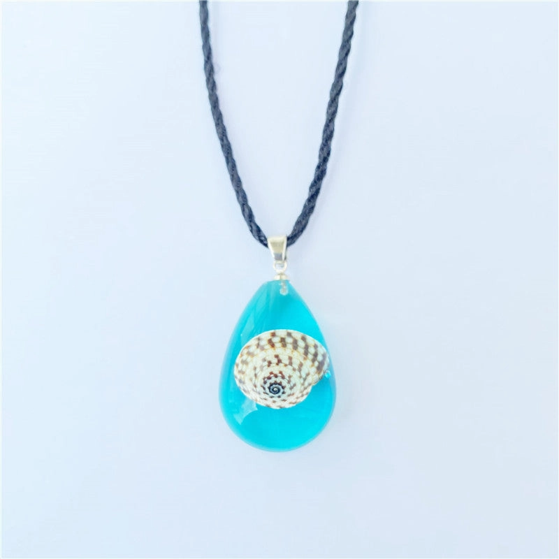 Wholesale Summer Conch Starfish Amber Pendant Necklace