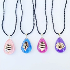 Wholesale Summer Conch Starfish Amber Pendant Necklace