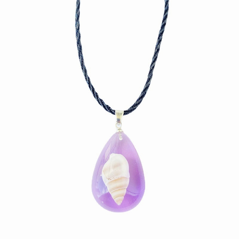 Wholesale Summer Conch Starfish Amber Pendant Necklace