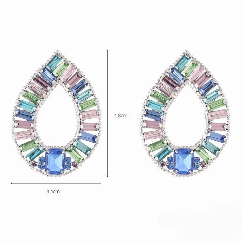 Wholesale Summer Female Colorful Shaped Fashion Glass Diamond Earrings