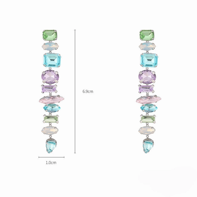 Wholesale Summer Female Colorful Shaped Fashion Glass Diamond Earrings