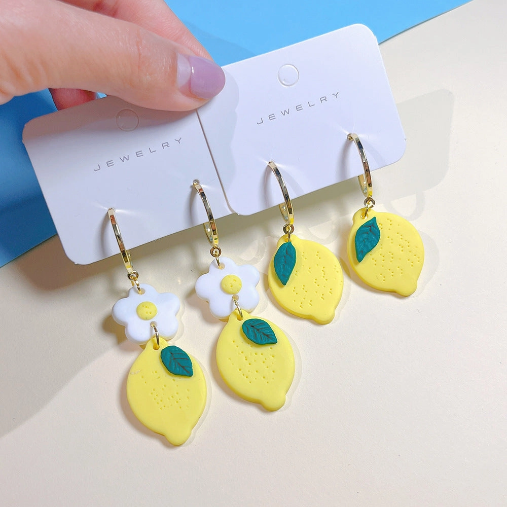 Wholesale Summer Soft Pottery Tropical Fruit Pineapple Earrings