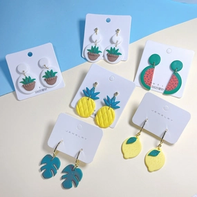 Wholesale Summer Soft Pottery Tropical Fruit Pineapple Earrings