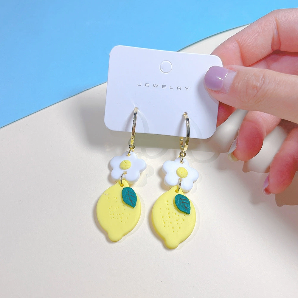 Wholesale Summer Soft Pottery Tropical Fruit Pineapple Earrings