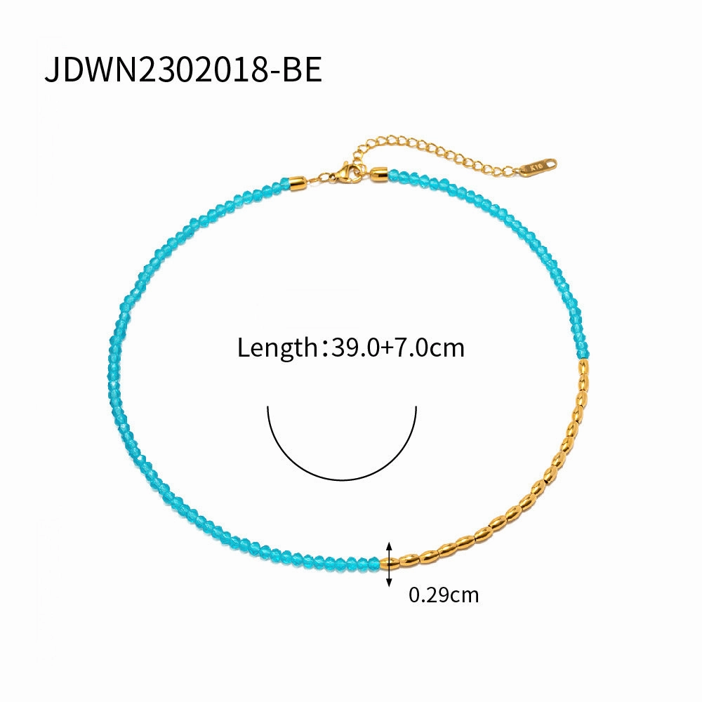 Wholesale Summer Titanium Steel Color Beaded Necklace
