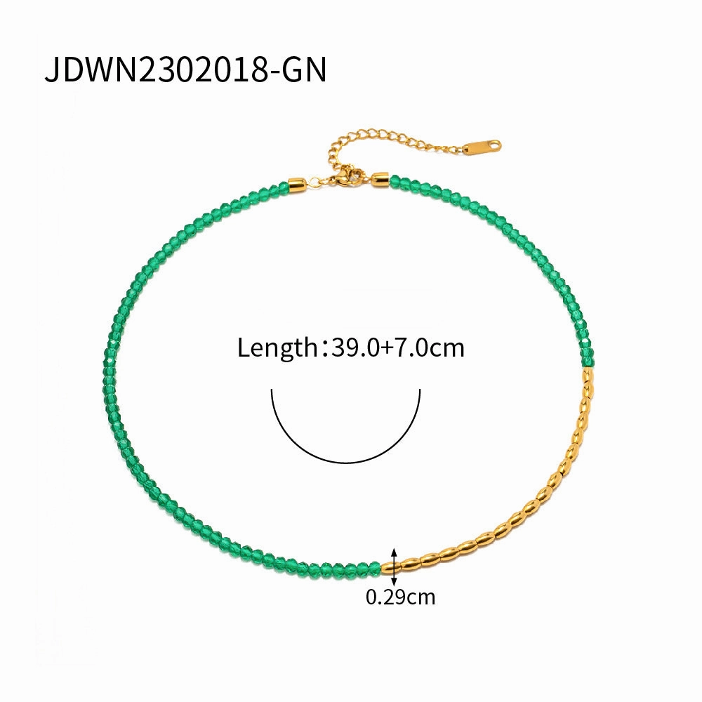 Wholesale Summer Titanium Steel Color Beaded Necklace