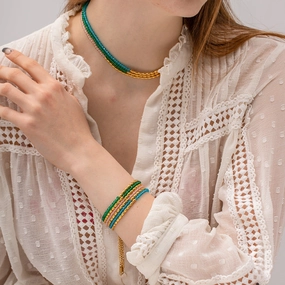 Wholesale Summer Titanium Steel Color Beaded Necklace