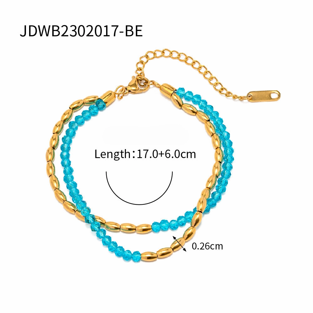 Wholesale Summer Titanium Steel Color Beaded Necklace