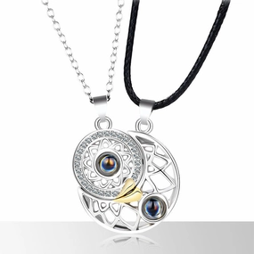 Wholesale Sun and Moon Magnet Pendant Alloy Necklace Set
