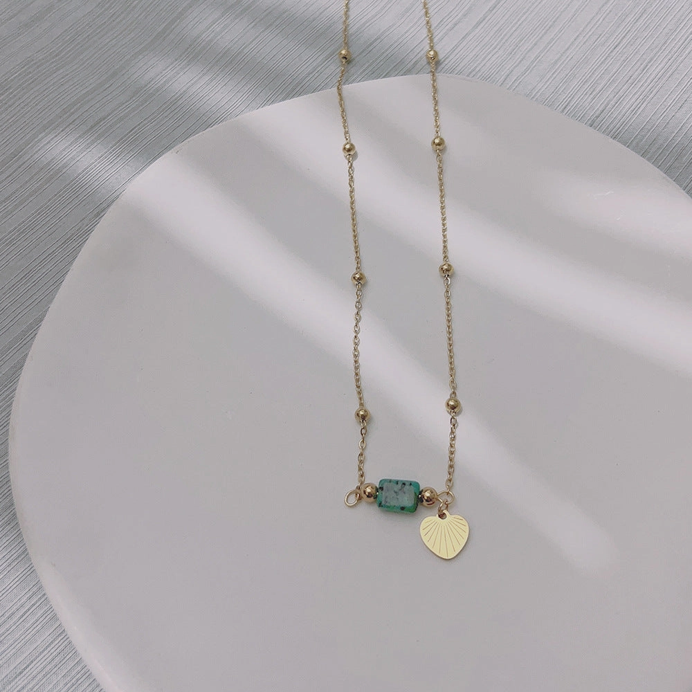 Wholesale Sun Cobra Natural Stone Titanium Steel Necklace Clavicle Chain