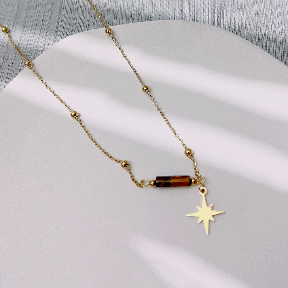Wholesale Sun Cobra Natural Stone Titanium Steel Necklace Clavicle Chain