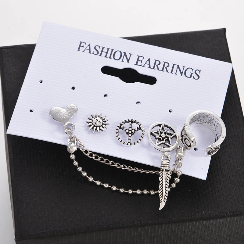 Wholesale Sun Leaf Love Chain 4pcs Set Earrings