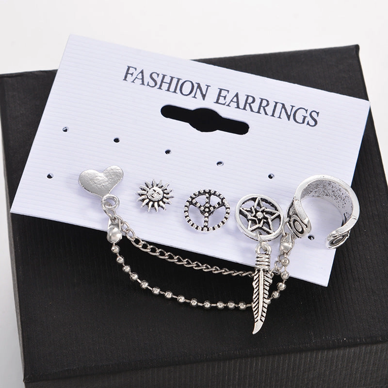 Wholesale Sun Leaf Love Chain 4pcs Set Earrings