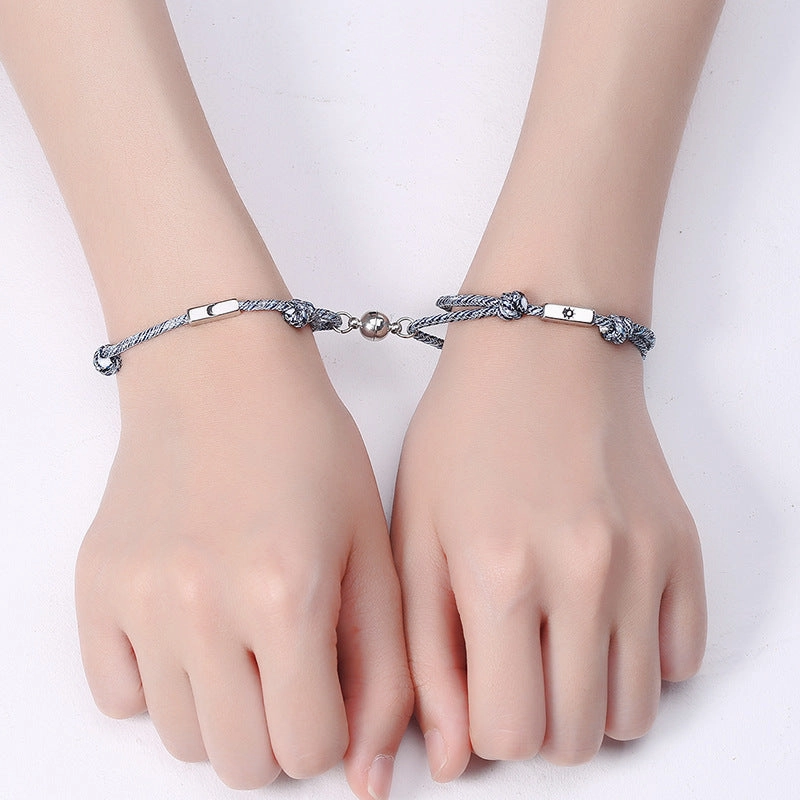 Wholesale Sun Moon Couple Hand Woven Bracelet