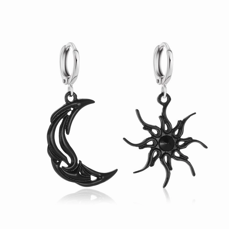 Wholesale Sun Moon Earrings Asymmetrical Abstract Art Earrings
