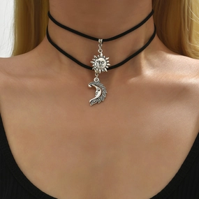 Wholesale Sun Moon Pendant Alloy Necklace