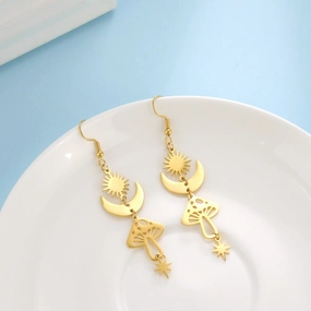 Wholesale Sun Moon Star Mushroom Titanium Steel Earrings