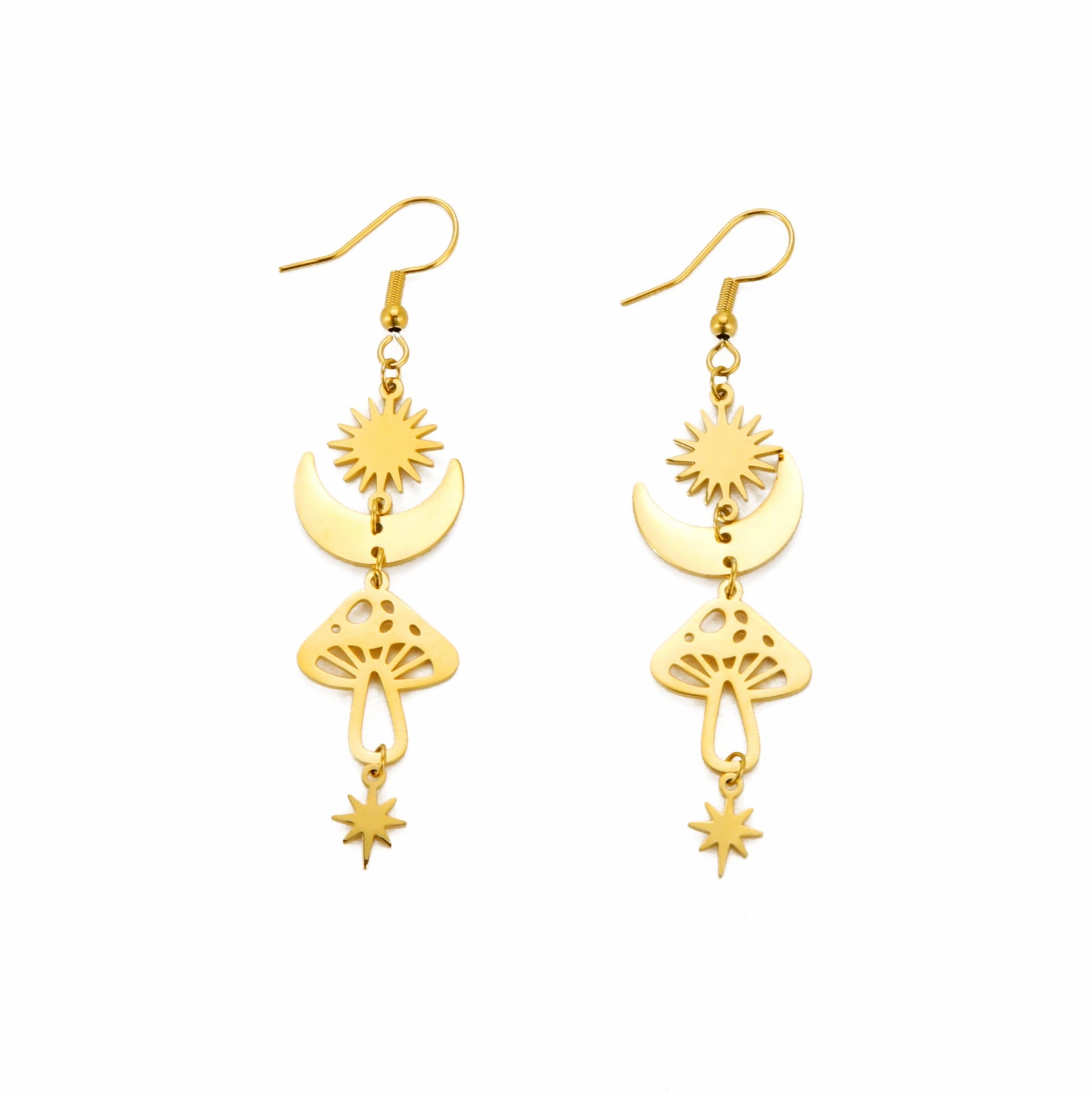 Wholesale Sun Moon Star Mushroom Titanium Steel Earrings