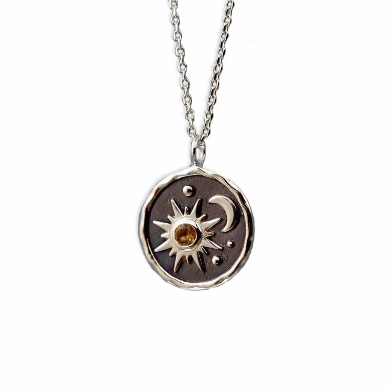 Wholesale Sun Moon Vintage Pendant Alloy Earrings Necklace Set