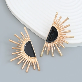 Wholesale Sunflower Alloy Drip Oil Earrings
