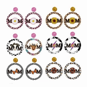 Wholesale Sunflower Daisy Butterfly Leopard Cow Wood Earrings