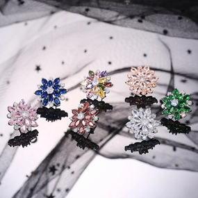 Wholesale Sunflower Double Zircon Copper Earrings
