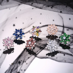 Wholesale Sunflower Double Zircon Copper Earrings