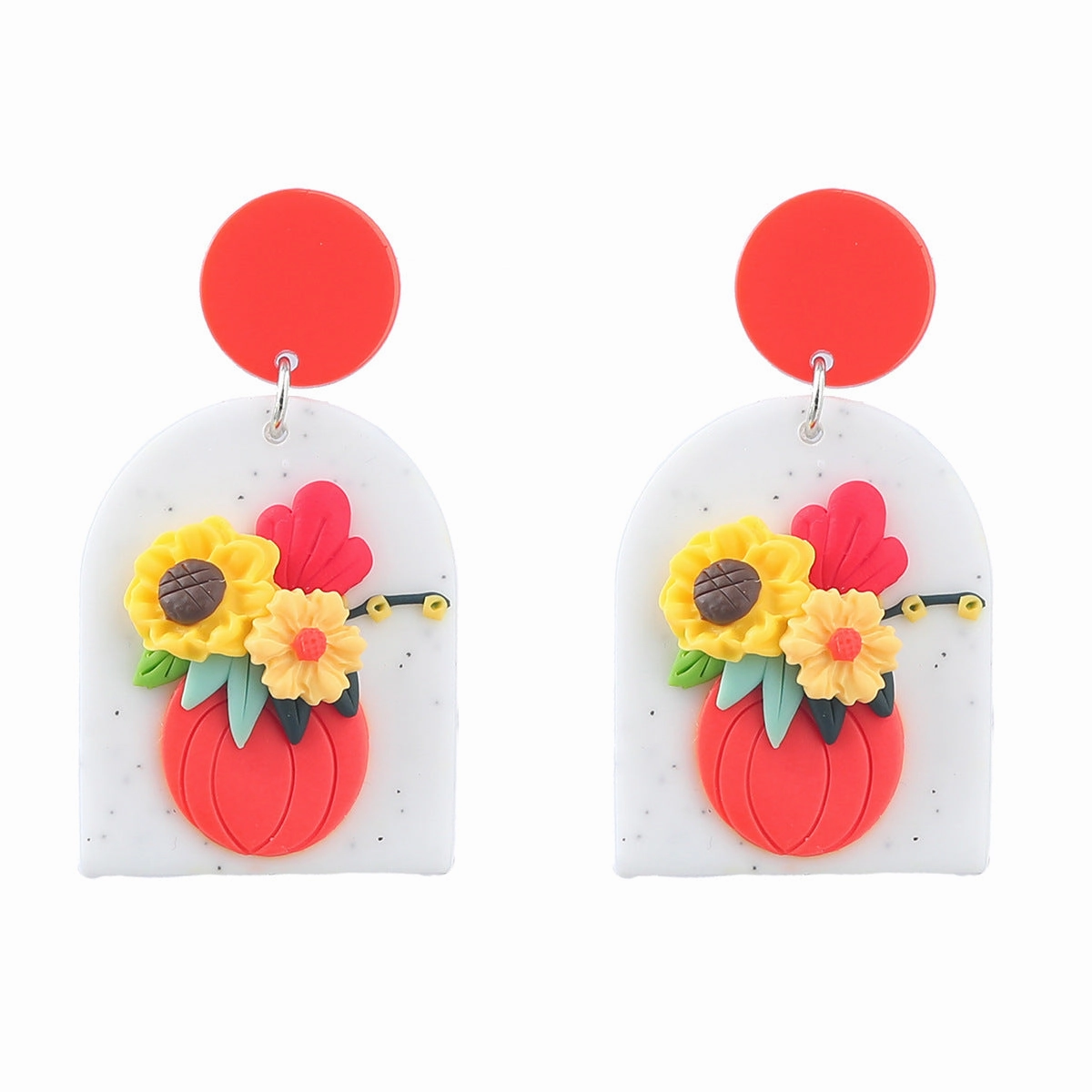 Wholesale Sunflower Flower Acetic Acid Plate Earrings