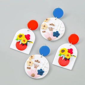 Wholesale Sunflower Flower Acetic Acid Plate Earrings