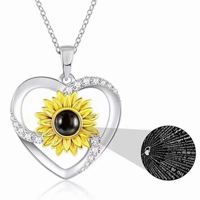 Wholesale Sunflower Love Copper Plated Projection Necklaces