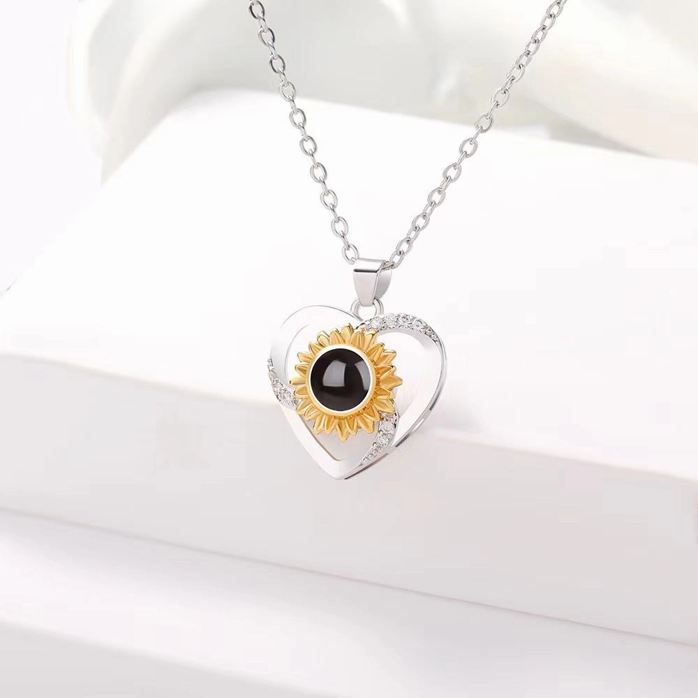 Wholesale Sunflower Love Copper Plated Projection Necklaces