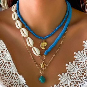 Wholesale Sunflower Multi-layered Pearl Shell Necklace