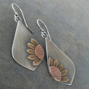 Wholesale Sunflower Plant Pendant Alloy Earrings